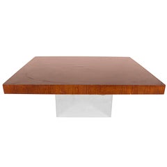 Milo Baughman Coffee and Cocktail Table in Walnut and Chrome