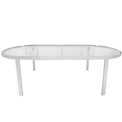 Milo Baughman Glass Top Dining Table in Chrome