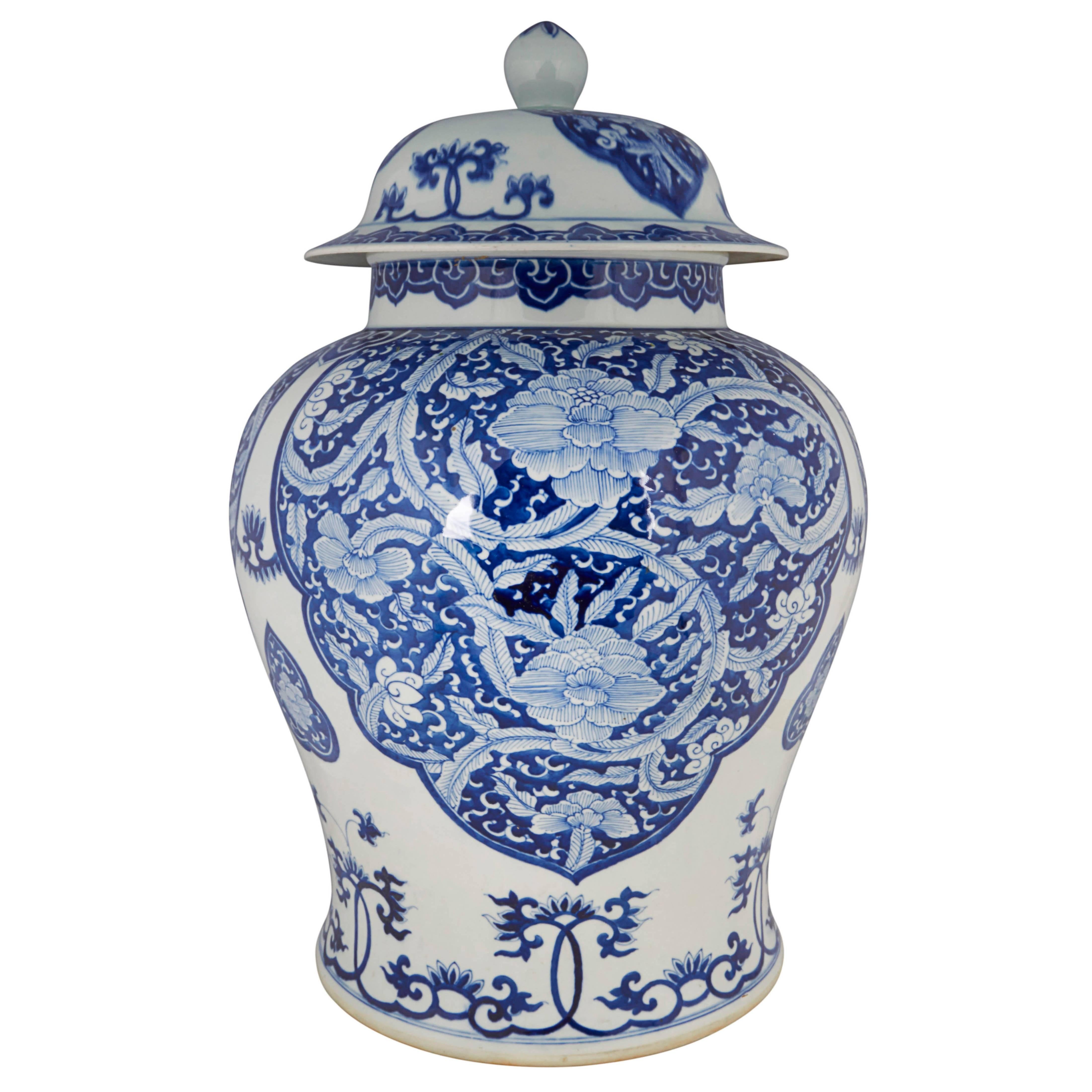 Chinese Blue and White Ginger Vase at 1stDibs