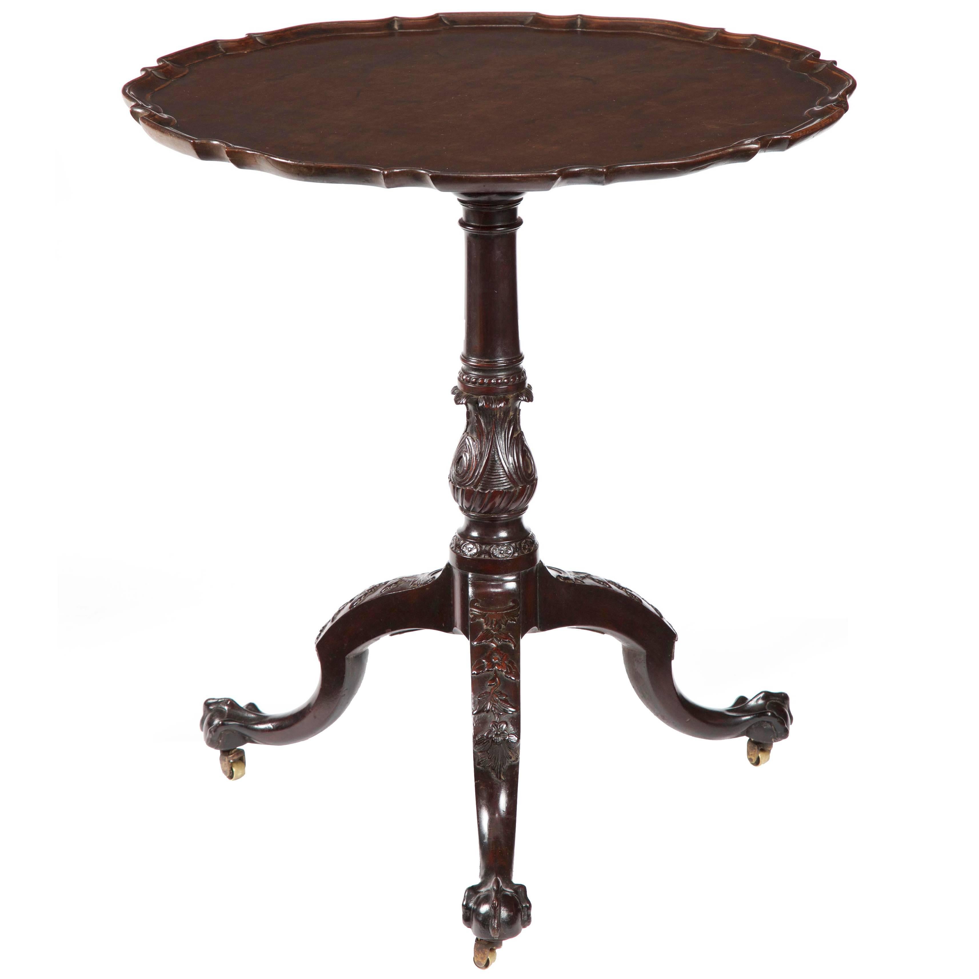 George III Carved Mahogany Piecrust Tripod Table For Sale
