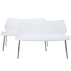 Pair of Italian White Benches by Vico Magistretti for Kartell