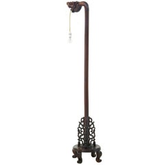 Antique Decorative Chinese Carved Hard Wood Floor Lamp