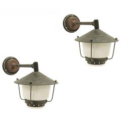 Pair of Outdoor Wall Lamps in Copper by Høvik Verk, 1960s