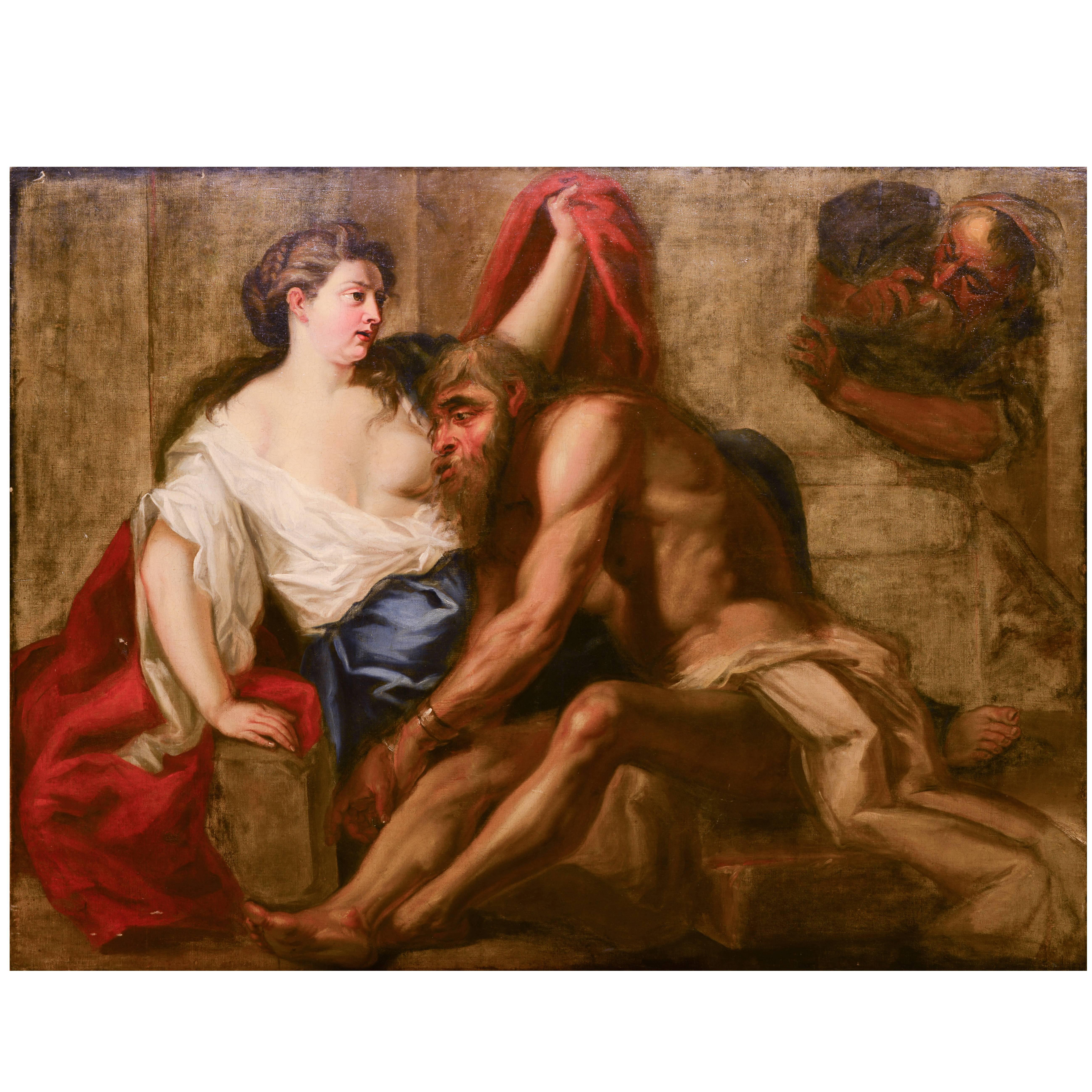 "Roman Charity" Oil Painting Attributed to Anthony Van Dyck, Rome, 1620 For Sale