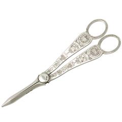 Sterling Silver Grape Shears, Antique Victorian