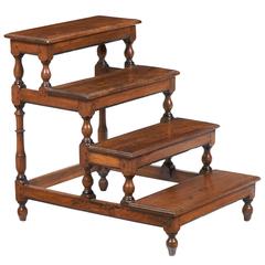 Antique English Oak Library Steps, 18th Century
