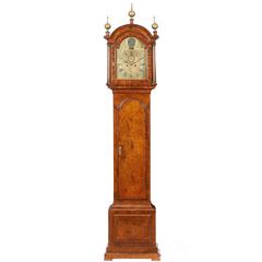 Antique English Grandfather Walnut Clock, 18th Century 