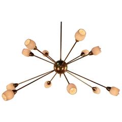 Gilt Bronze and Opaline Glass Twelve-Light 'Sputnik' Style Chandelier 5