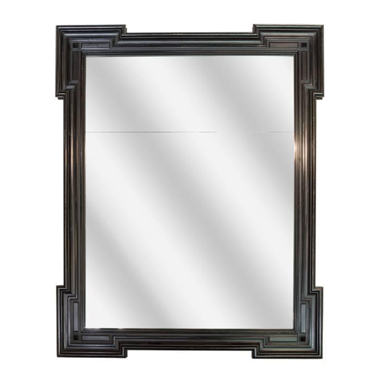 Newly Ebonized Mahogany Mirror with Distressed Glass