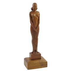 Vintage French Art Deco Wooden Sculpture Statuette by L. Goussot, circa 1930s