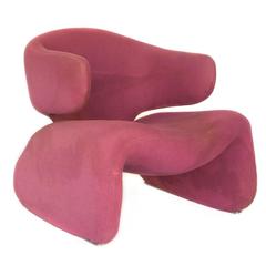 1960, Olivier Morgue, Djinn Lounge Chair in Pink Original Fabric for Airborn
