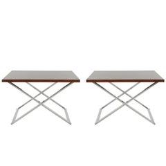 Mid-Century Modern Rosewood and Chrome Table Set Attributed to Milo Baughman
