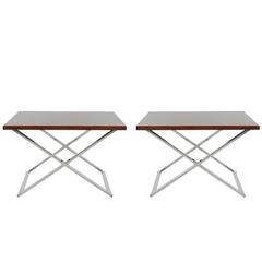 Mid-Century Modern Rosewood and Chrome Table Set Attributed to Milo Baughman 8