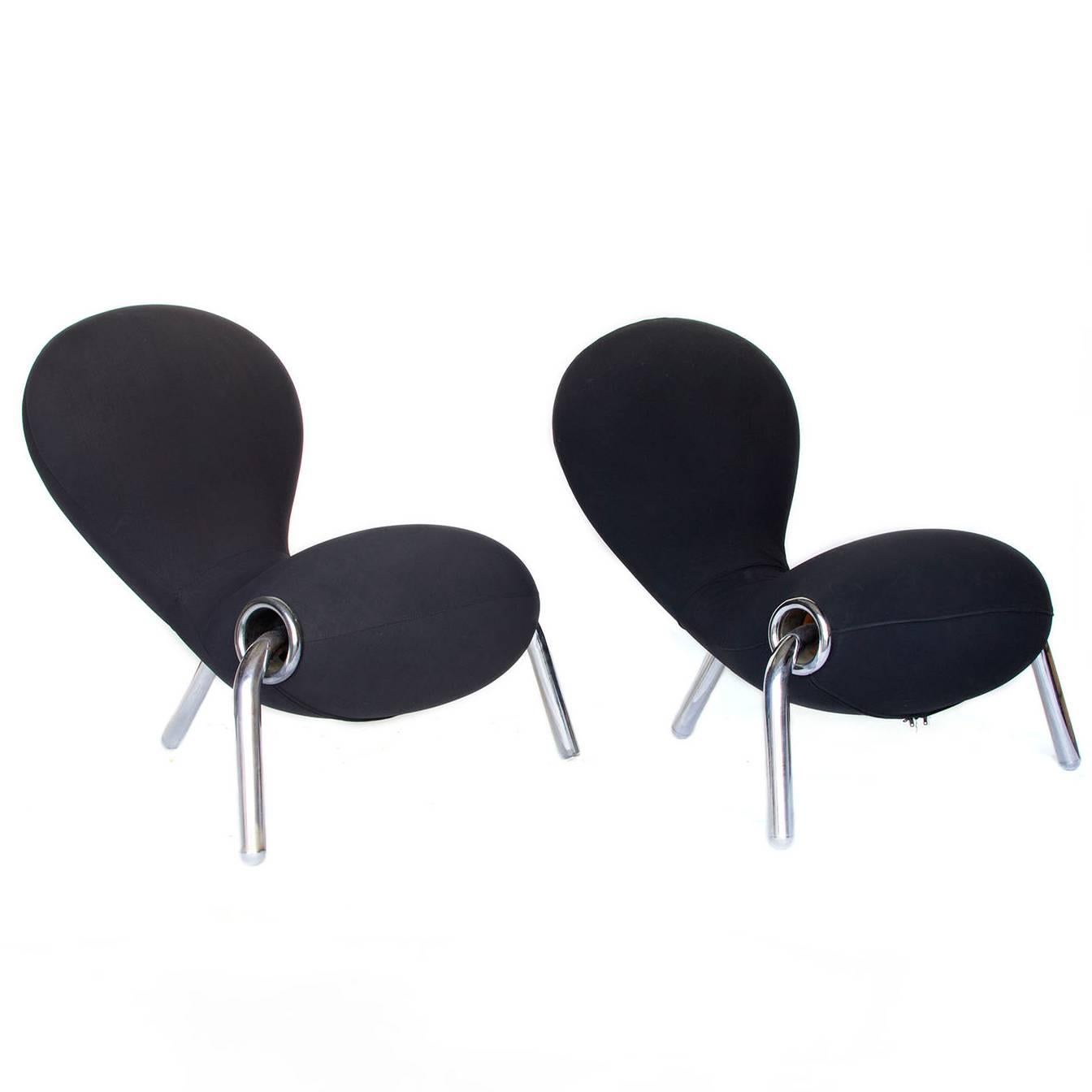 1988, Marc Newson, 2 x Black "Embryo" Lounge Chair for Cappellin