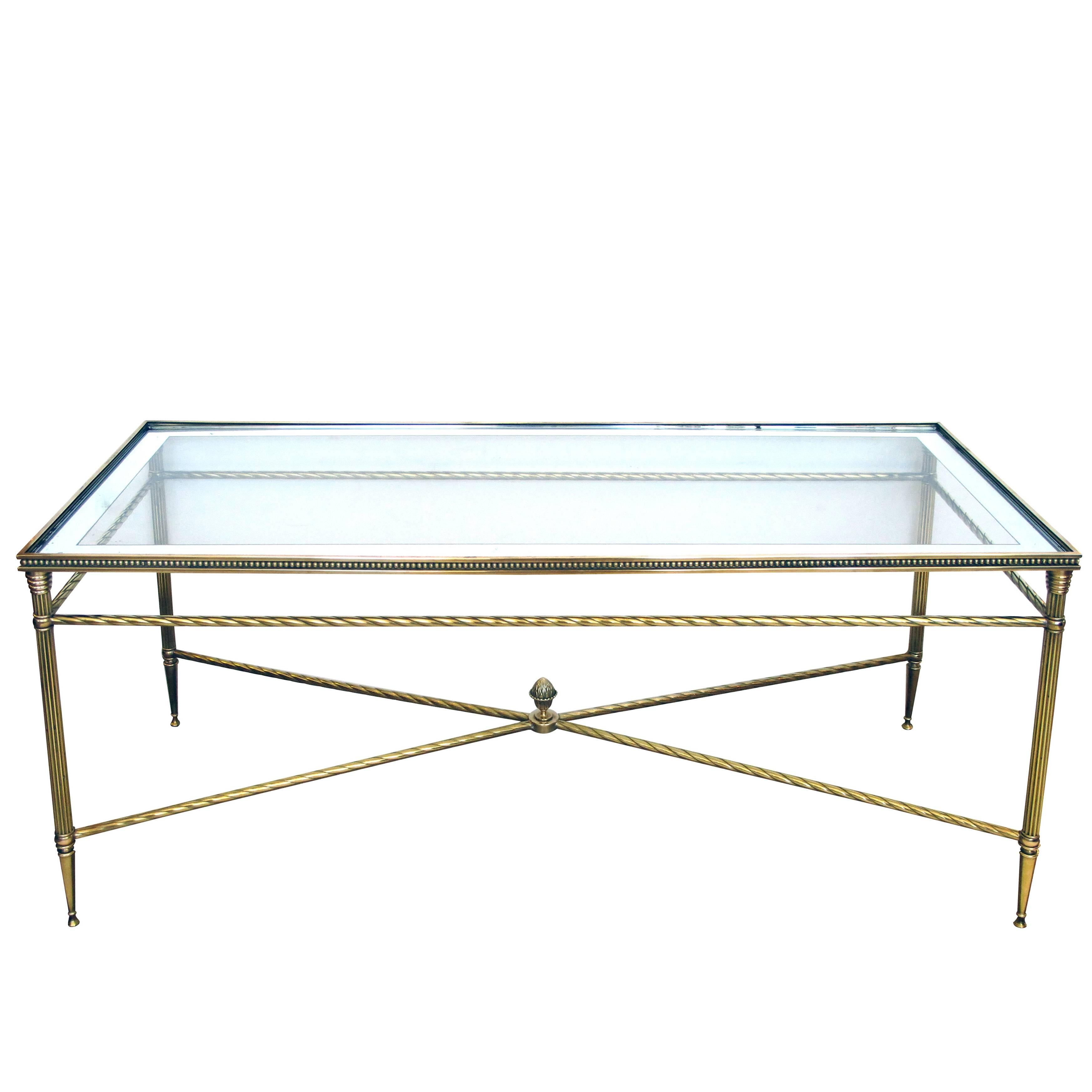 Good Quality French Mid-Century Neoclassical Style Brass Coffee Table