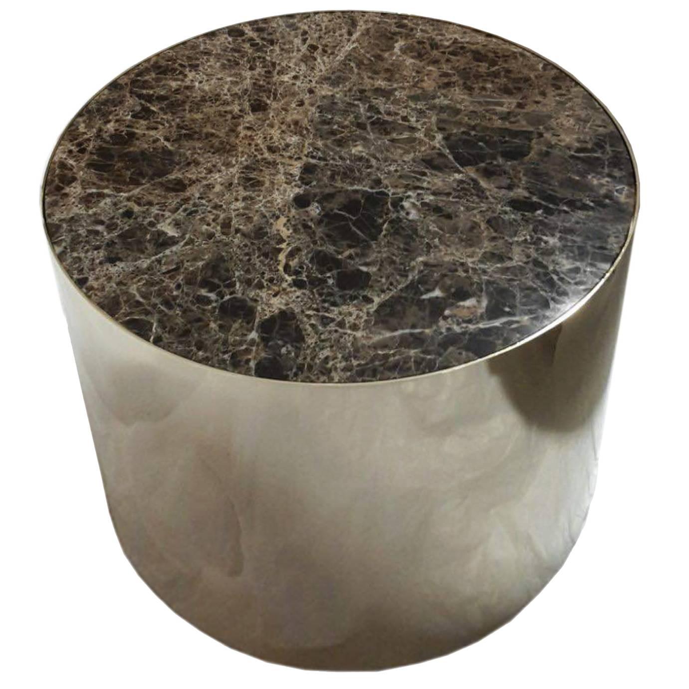 Italian modern Dom Edizioni Metal and marble round Sasha Coffee and side Tables For Sale
