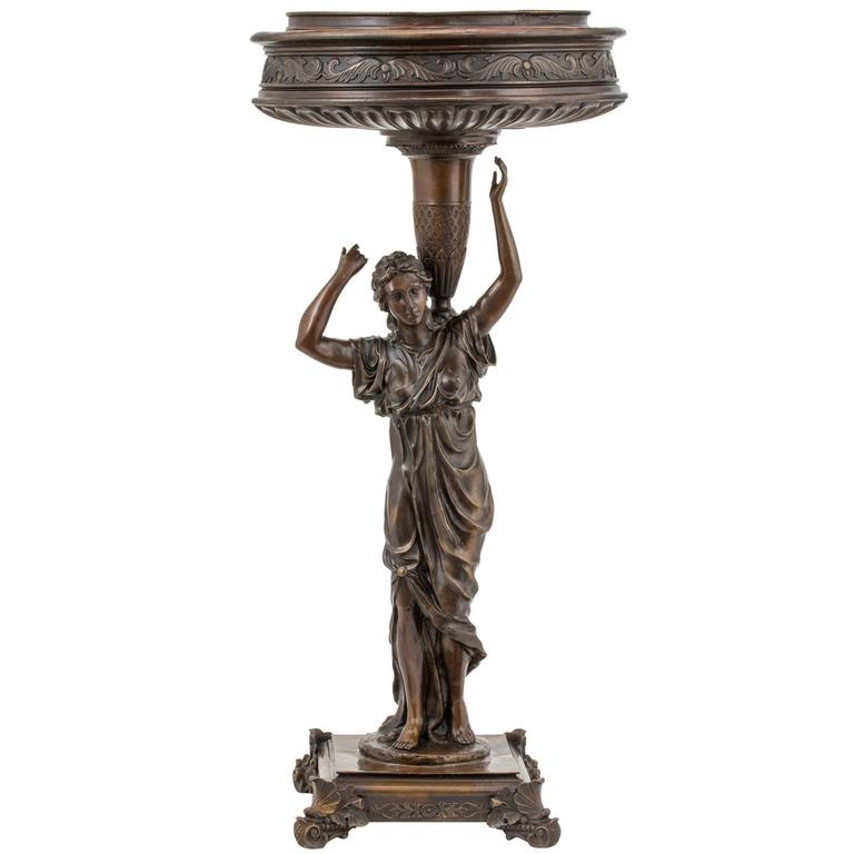 19th Century French Bronze Figural Fern/Plant Stand ...