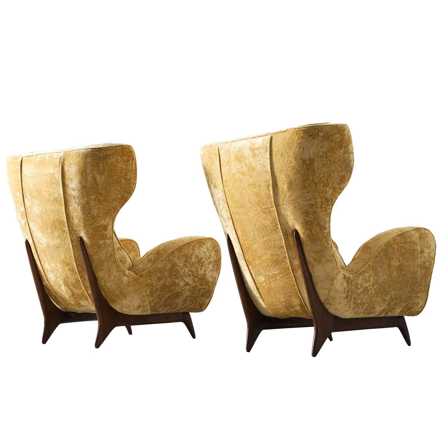 Pair of Large Italian Wingback Chairs