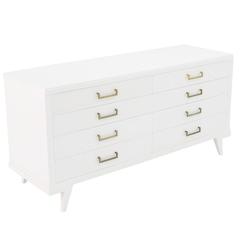 White Lacquer Eight-Drawer Dresser Vintage White Lacquer Eight-Drawer Dresser