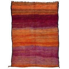 Vintage Red and Orange Rehamna Moroccan Rug 11