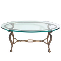 Elegant Gilt Metal Oval Coffee Table