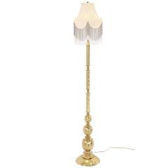 Vintage Brass Floor Lamp with Decorative Glass Beads Shade