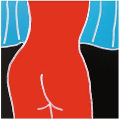 'Blue Curtain' Abstract Female Figurative Painting by Alan Fears 2
