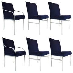 Set of Six Pierre Cardin Dining Chairs in the Style of Milo Baughman