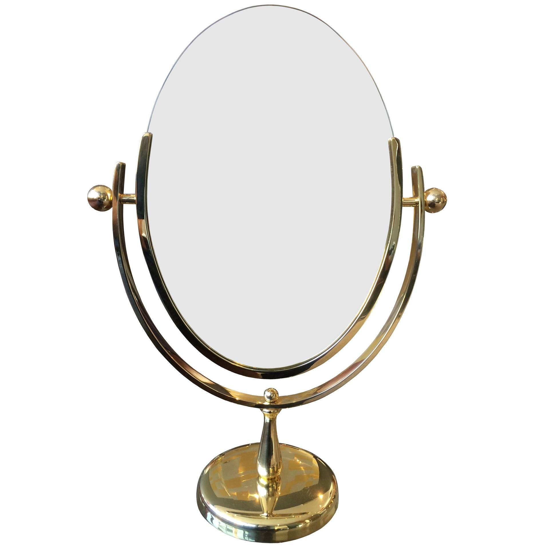  Charles Hollis Jones Vanity or Table Mirror in Polished Brass
