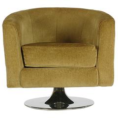 Barrel Back Swivel Chair after Milo Baughman Mid-Century Modern