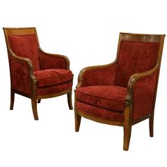 Antique Pair of 19th Century French Mahogany Tub Chairs