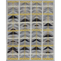 Modernity Swedish Rug in Gold, Gray and Black by Keivan Woven Arts (tapis suédois moderne en or, gris et noir)  9'4 x 11'5