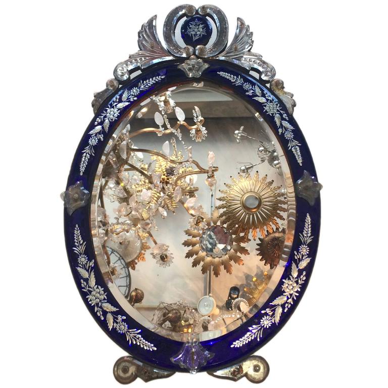 Murano Glass Cobalt Blue Mirror For At 1stdibs Cobalt Blue Oval Venetian Mirror