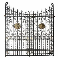 Antique English Wrought Iron and Bronze Driveway Gates