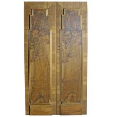 Pair of Striking Art Deco Burr Walnut Double Doors