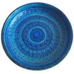 Large Rimini Blue Ceramic Bowl by Aldo Londi for Bitossi, Italy