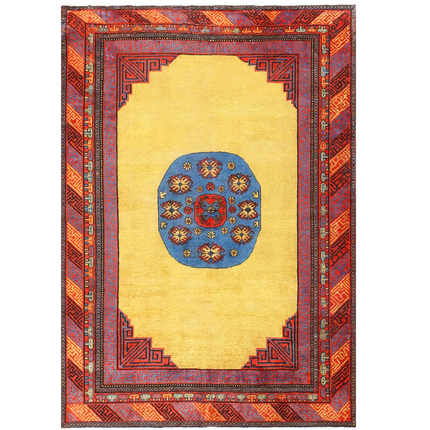 Small Room Size Funky and Tribal Antique Khotan Rug