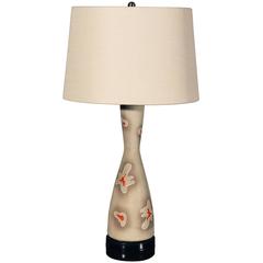 Used Mid-Century Modern Taupe Gray Ceramic Hourglass Shaped Lamp