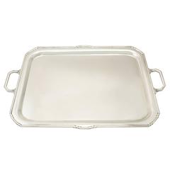 Sterling Silver Tea Tray in Art Deco Style, Antique George V