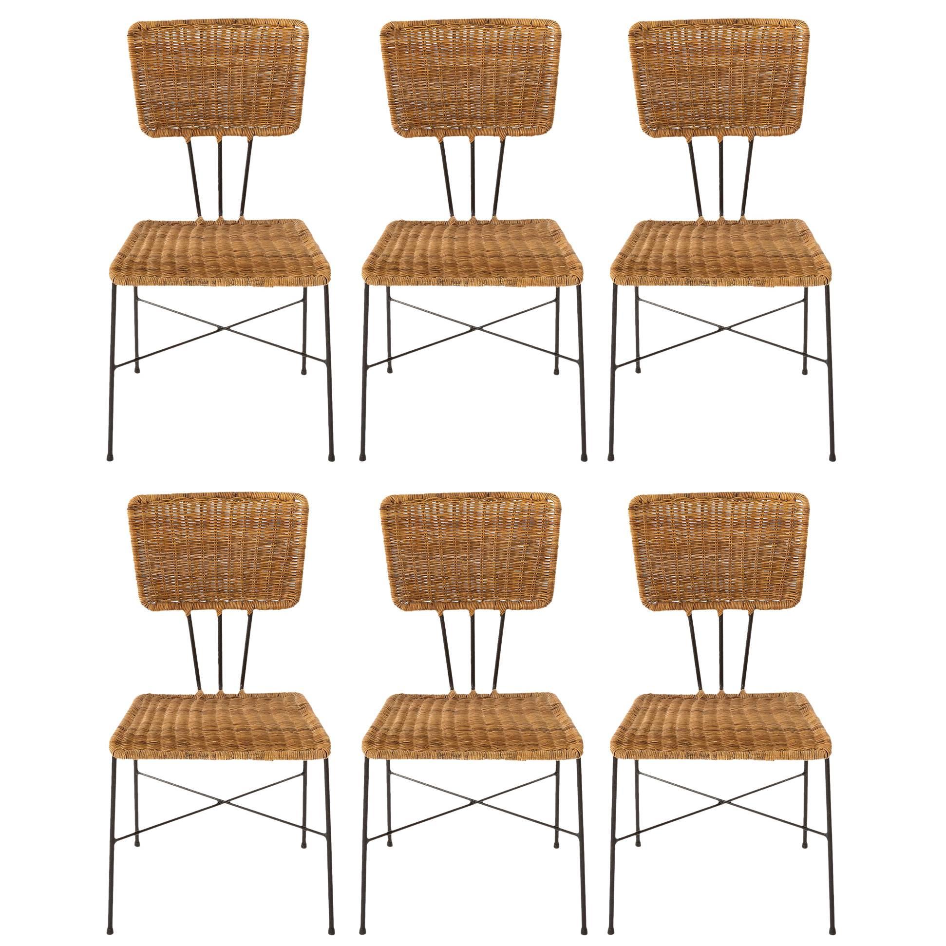 Six Wicker Chairs, 1950s