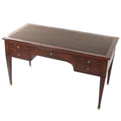 Biedermeier Period Desk, Mahogany, circa 1820, Extendable Side Parts, Leather