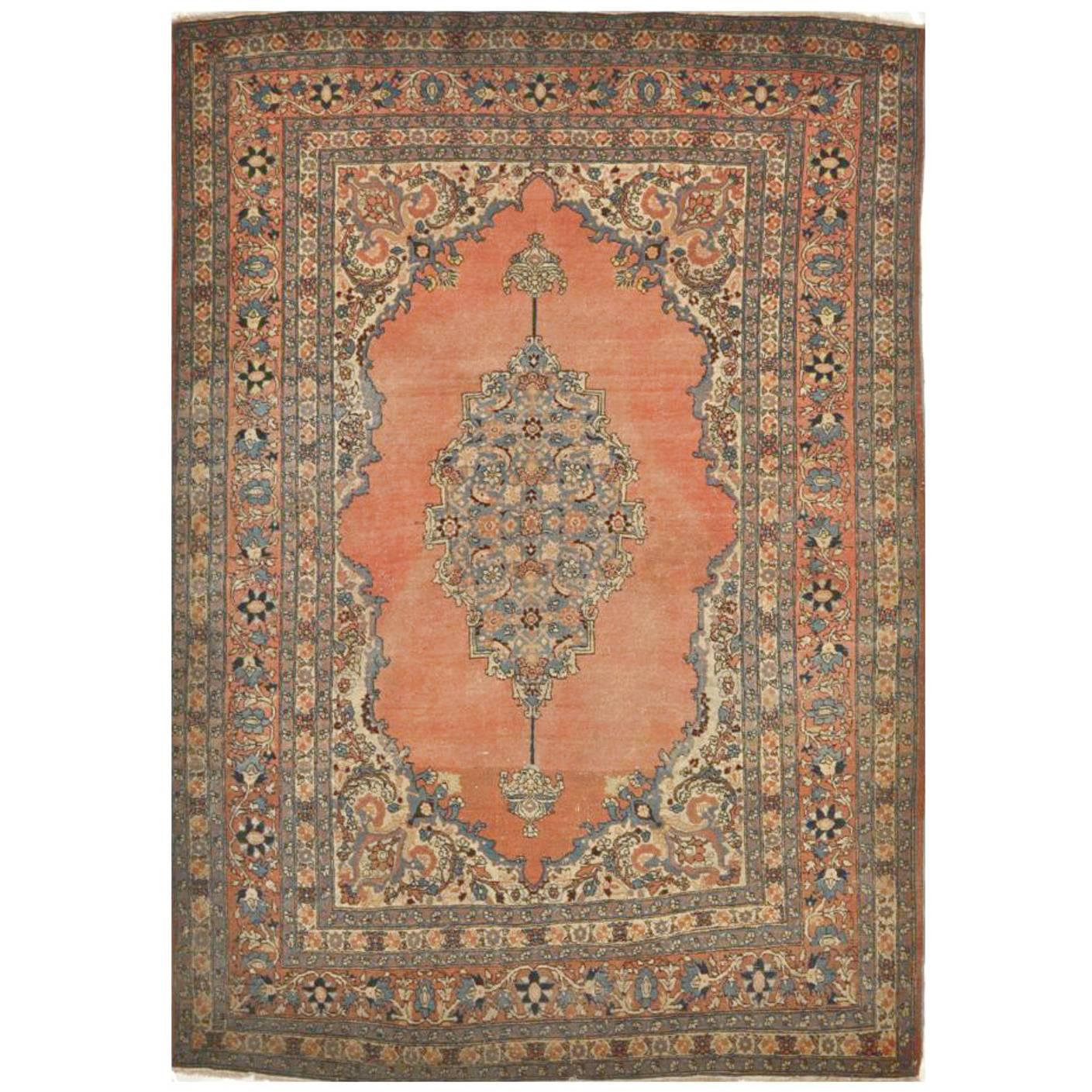 Antique Small Persian Tabriz Rug For Sale