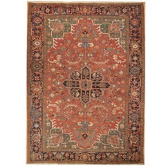 Antique Room Size Persian Heriz Rug