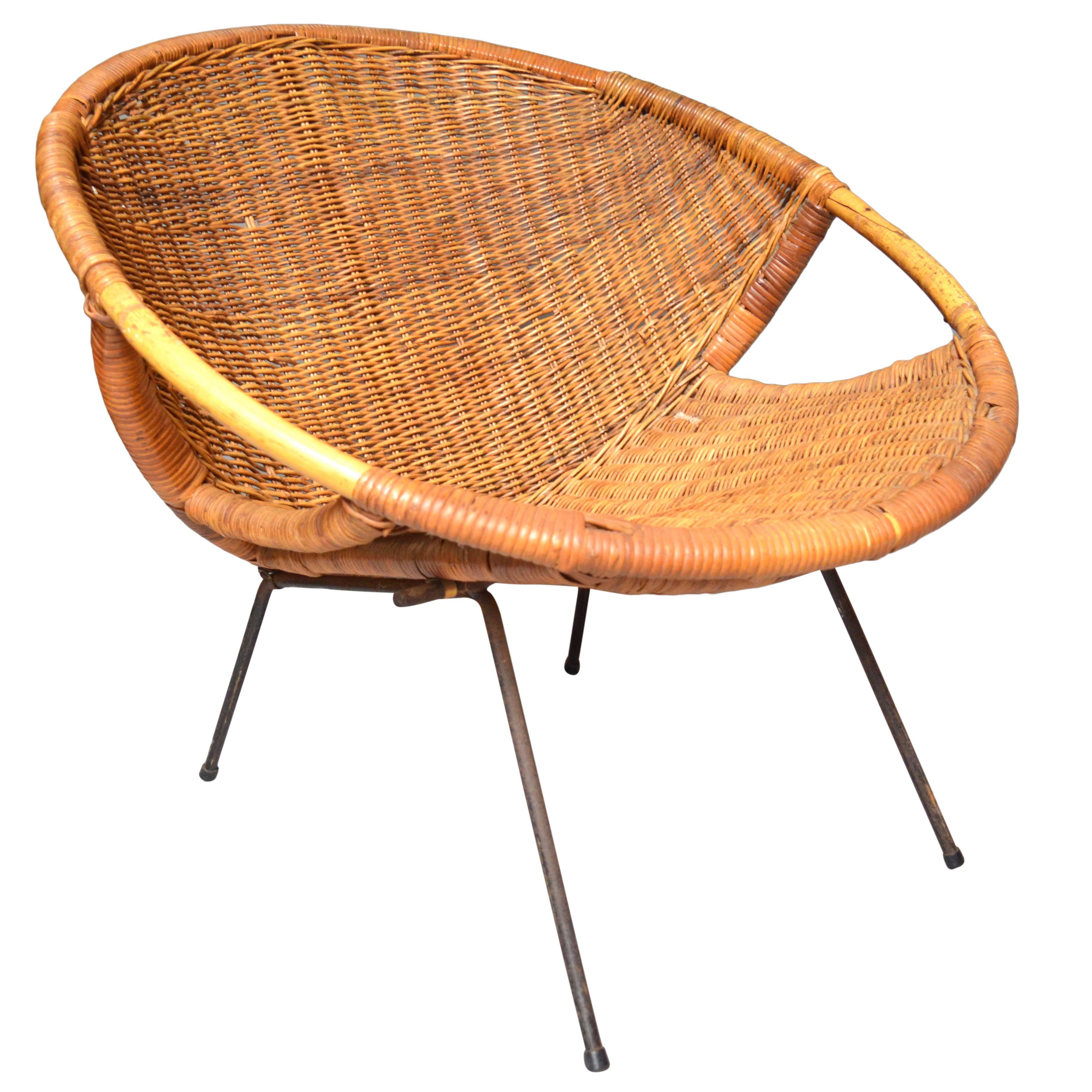 Rattan and Iron Scoop Chair