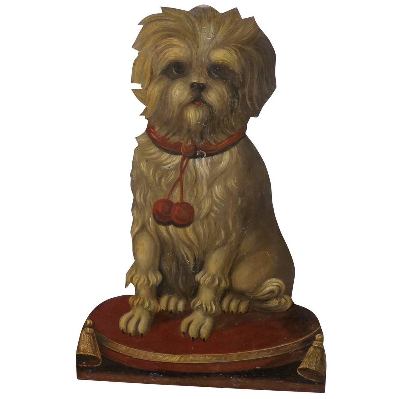 English late 19th Century Painted Terrier Tôle Umbrella Stand with Trompe-l’œil