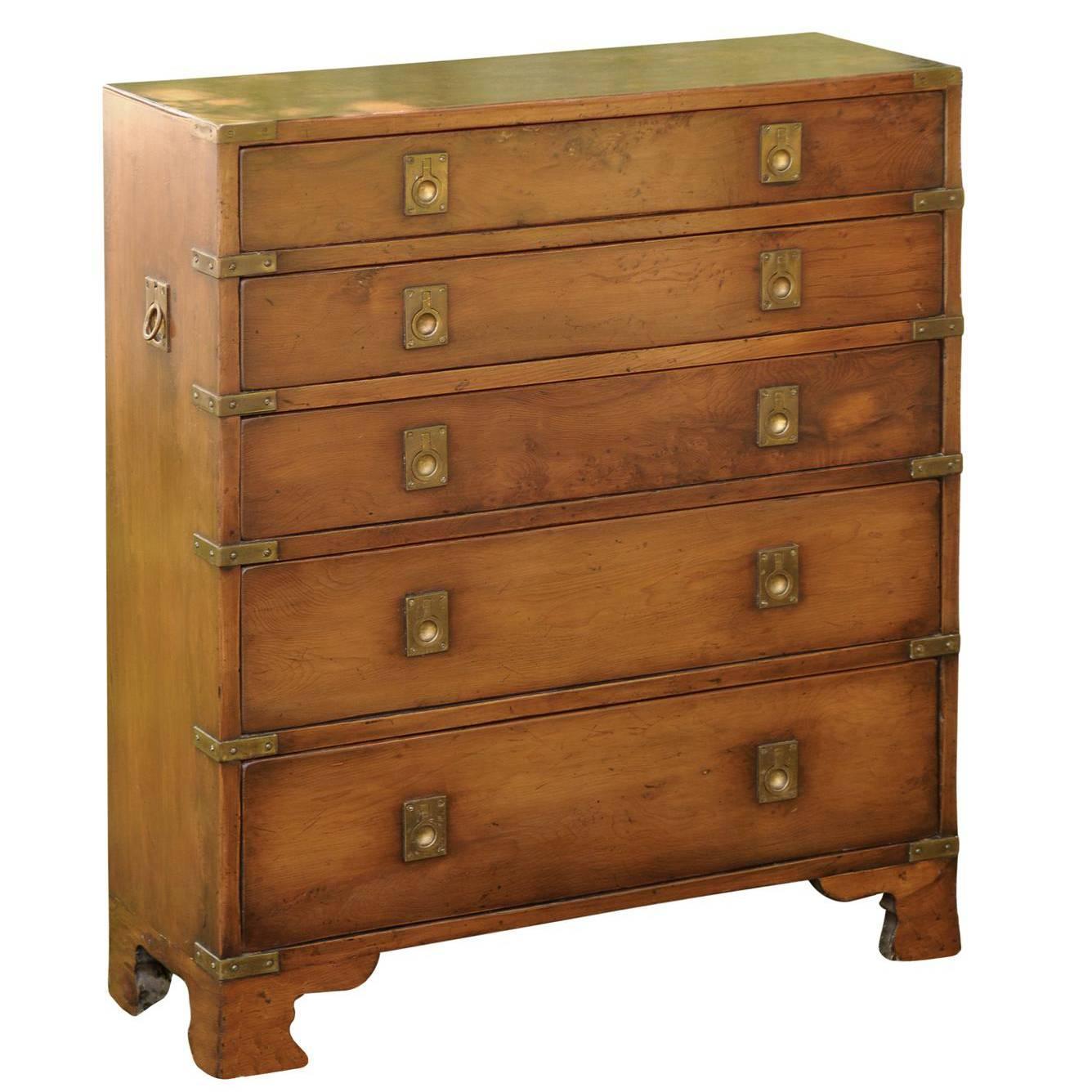 English Narrow Campaign Chest At 1stdibs