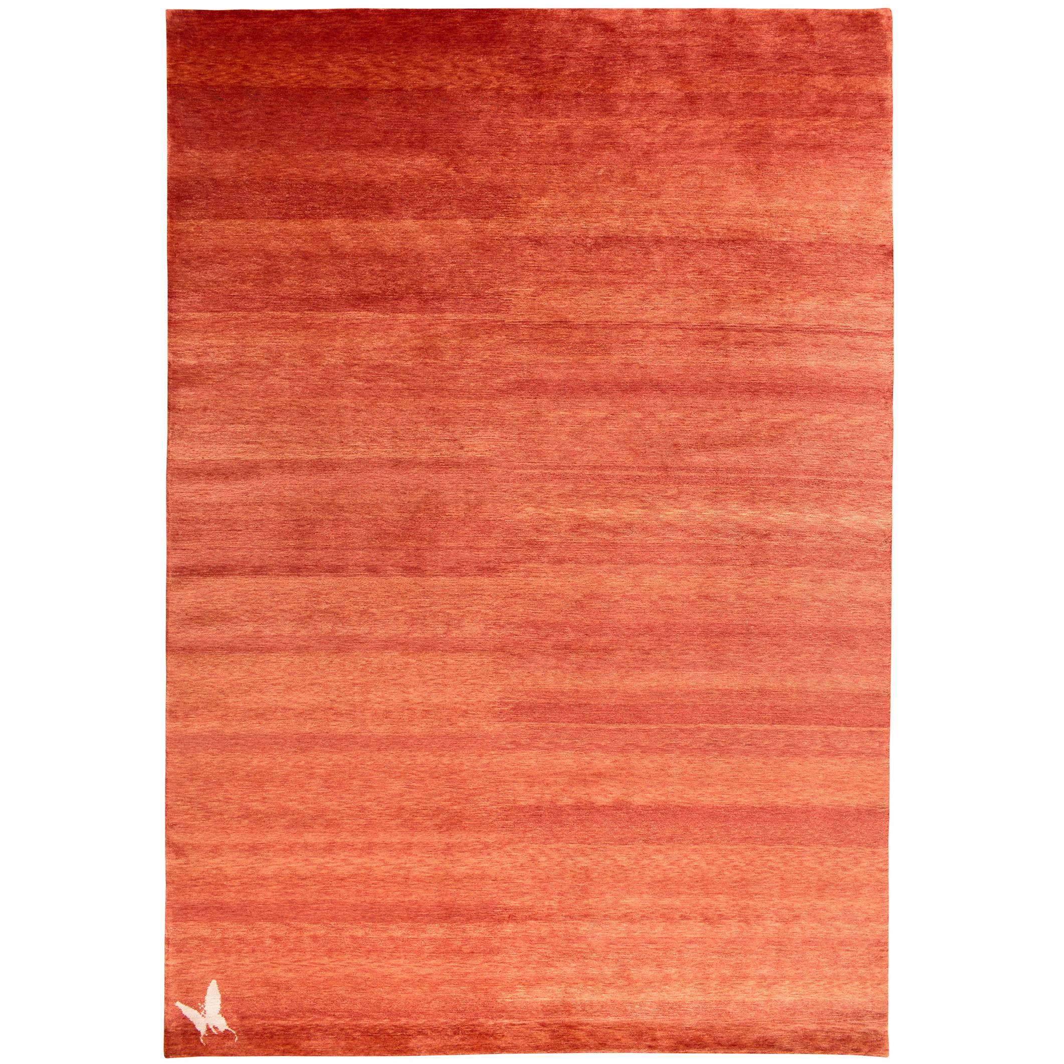 Natural Ombre Silk Butterfly Small Area Rug