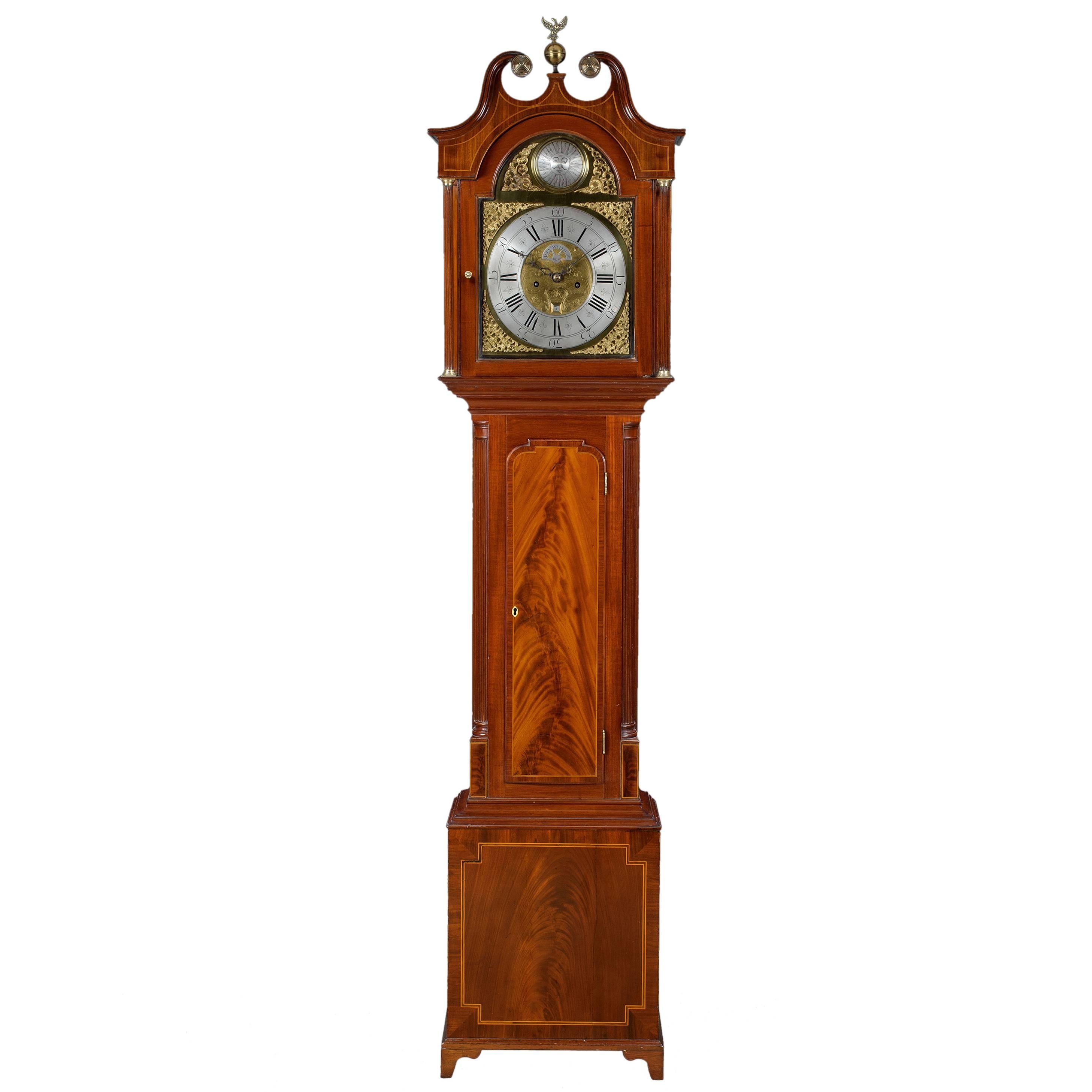 George III Mahogany and Inlaid Scottish Longcase Clock