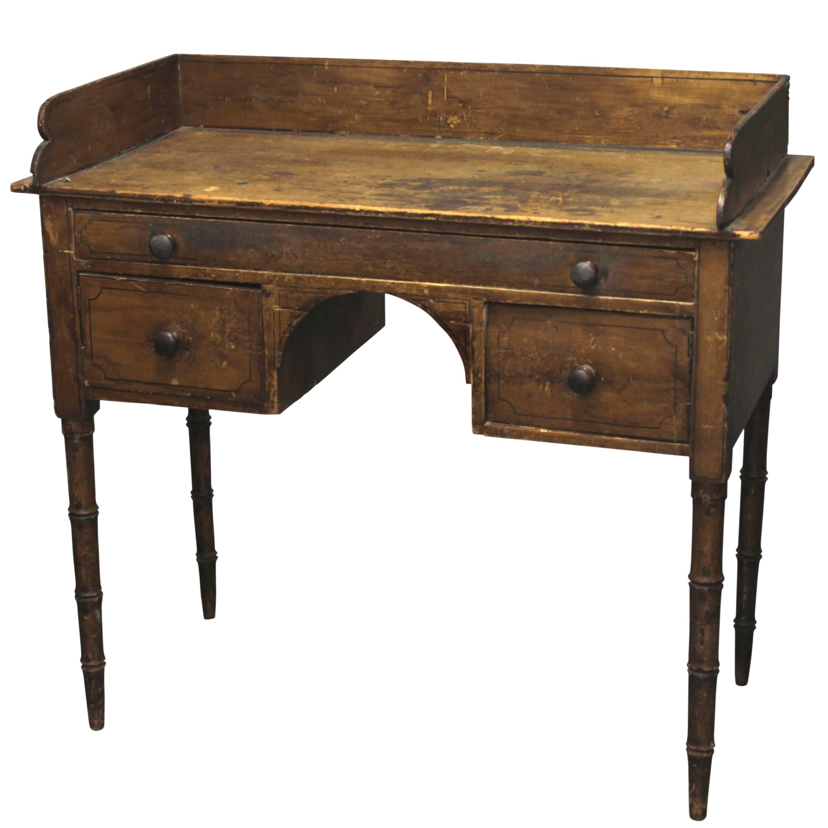 19th Century English Painted Wood Writing Table For Sale