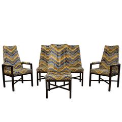 Set of Five Dunbar Dining Chairs with Jack Lenor Larsen Fabric